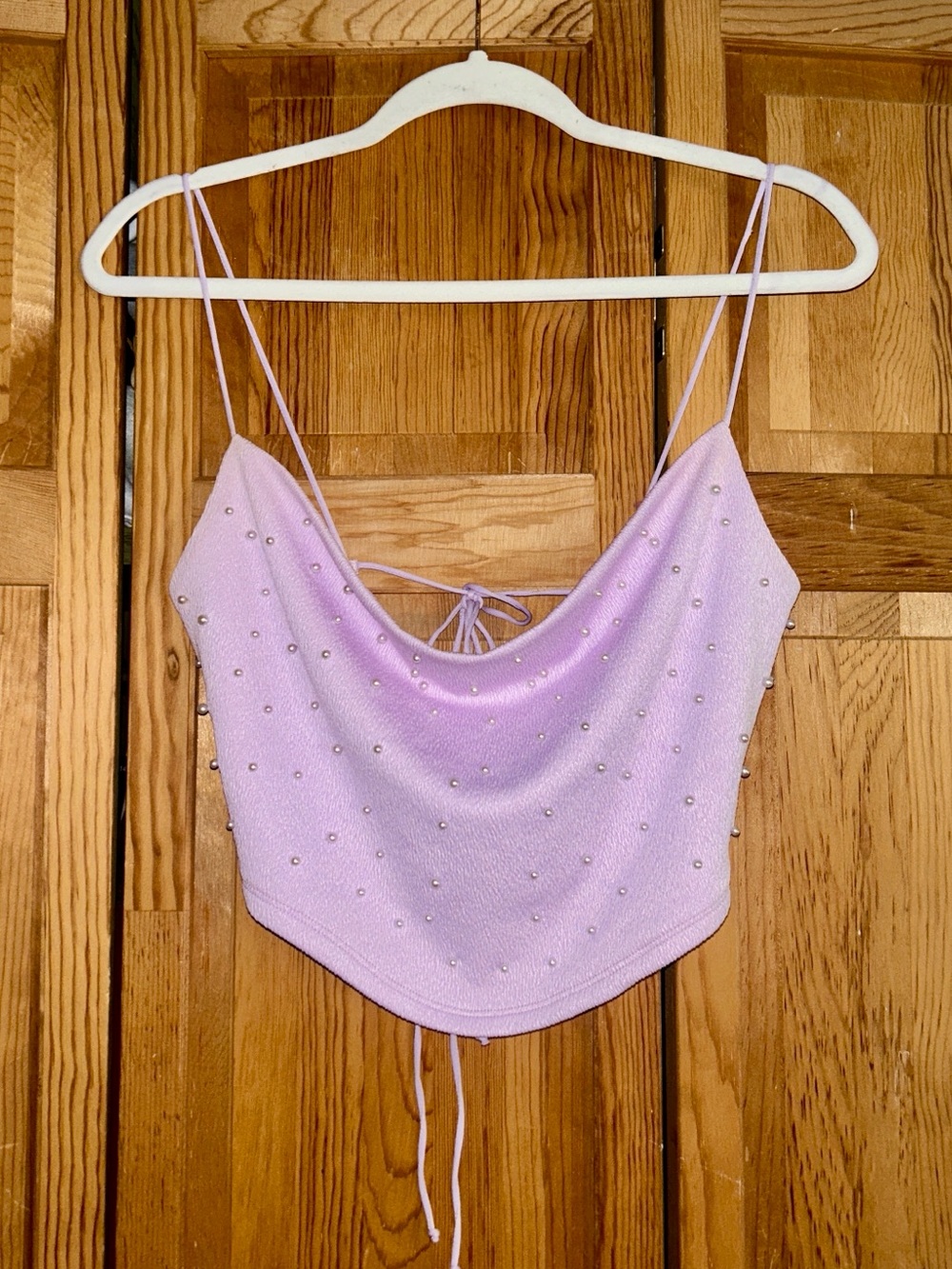 Windsor Lilac Beaded Cowl Neck Crop Camisole